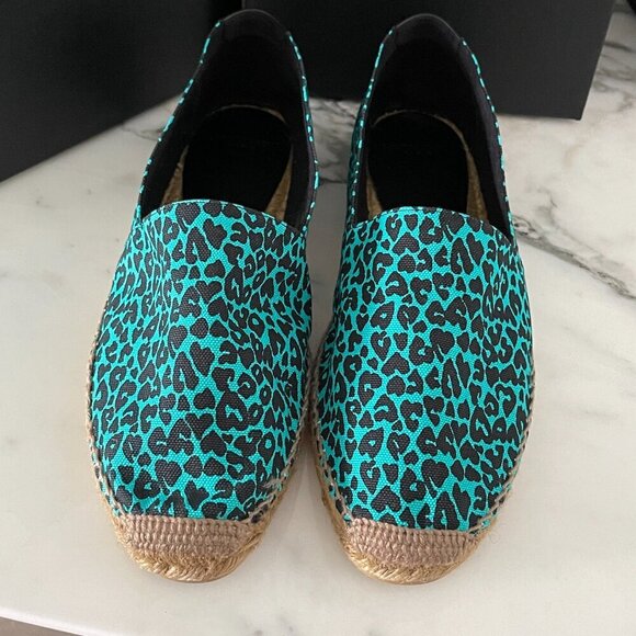 YSL Saint Laurent 605951 Men's Blue Fabric Olona Stampa Espadrille Shoes, 41, 44 - Picture 9 of 14